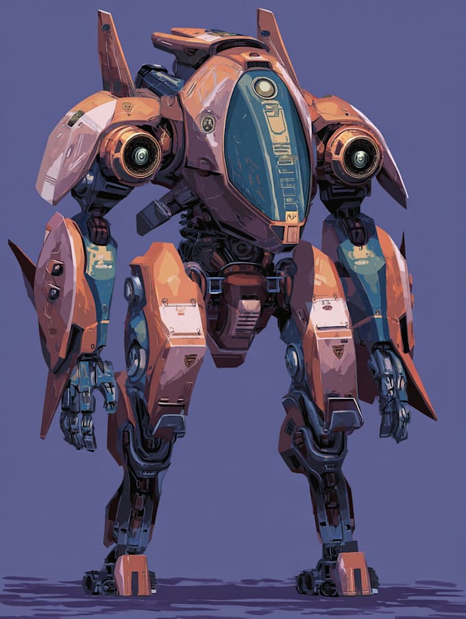 draw amazing character mecha robot illustration
