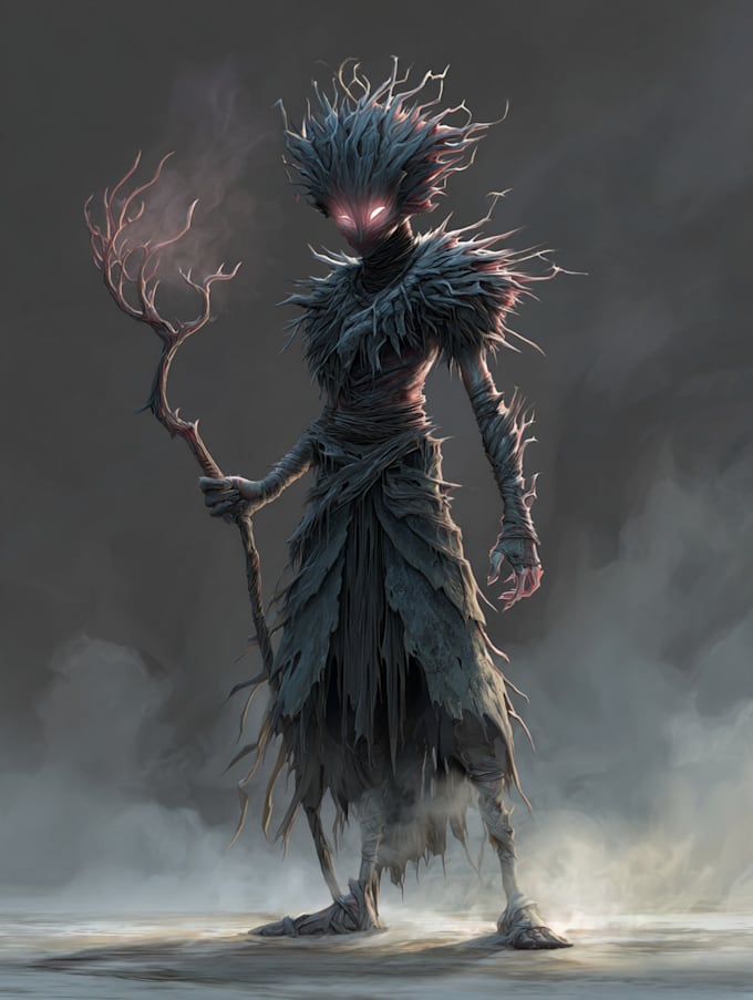 create a fantasy horror character art and horror art