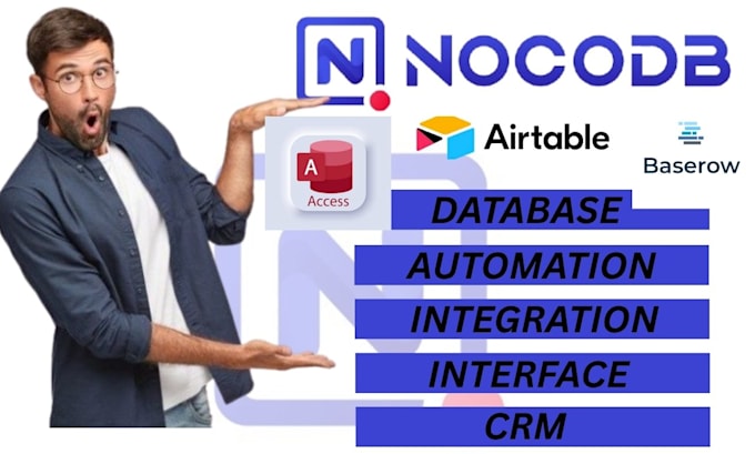 set up nocodb to manage data, airtable, microsoft access, baserow, goggle sheet