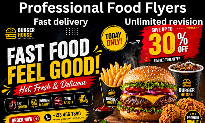 design professional food flyer, food menu, restaurant menu