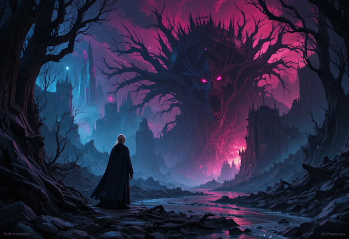 do sci fi horror and fantasy scene concept art illustrations