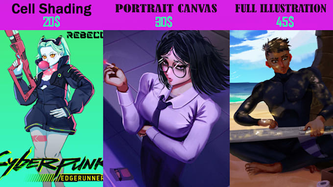 draw anime, human, humanoid etc any character you want