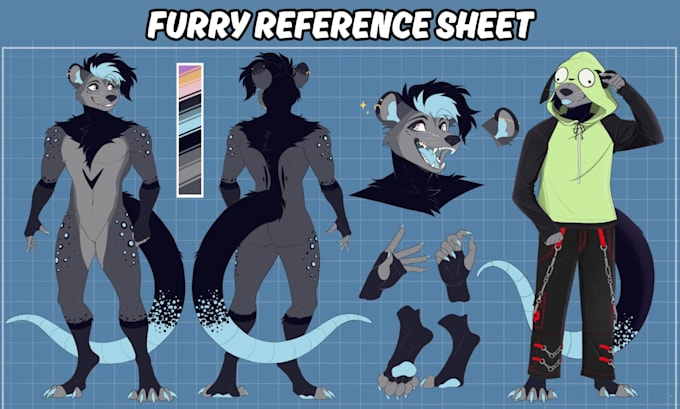Draw furry ref sheet art nsfw furry reference sheet fursona anthro ref ...