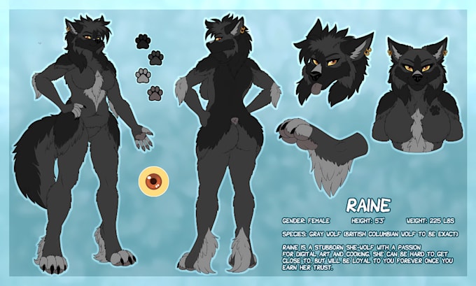 draw reference sheet for your furry character or oc for fursuit