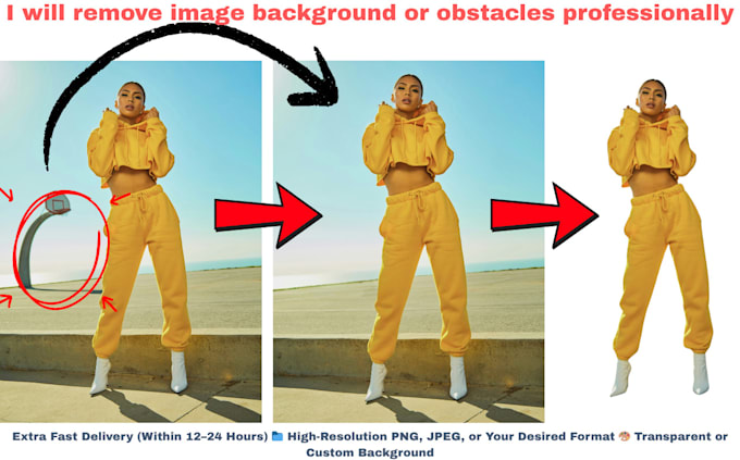 remove image background or obstacles professionally