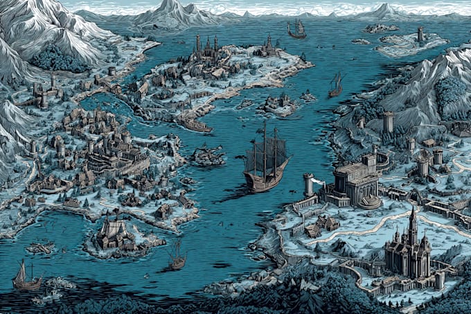 draw a custom map for fantasy, scifi, book or boardgame