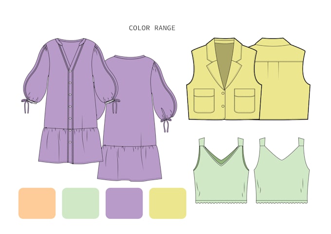 create your clothing tech pack and technical drawing