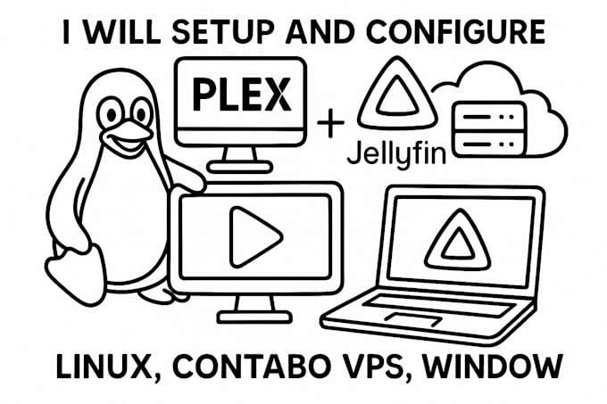 setup and configure plex, jellyfin on linux, contabo vps, window