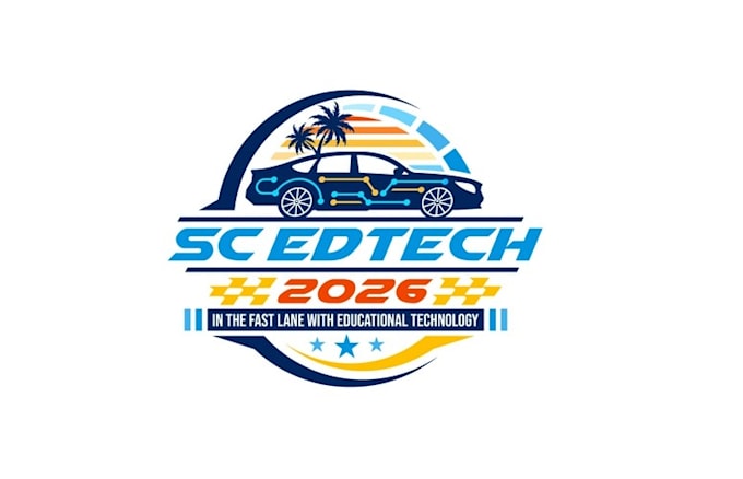 design racing theme educational technology conference logo