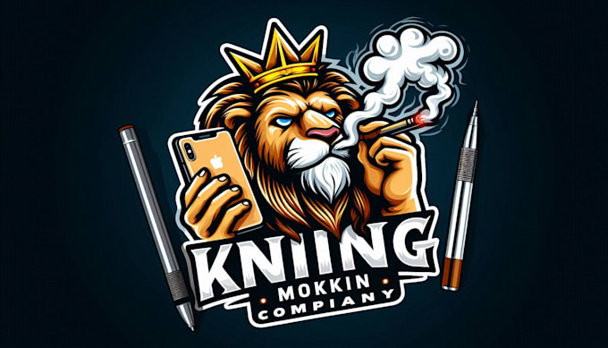 design awesome  king lion smoking mascot logo within 1 day