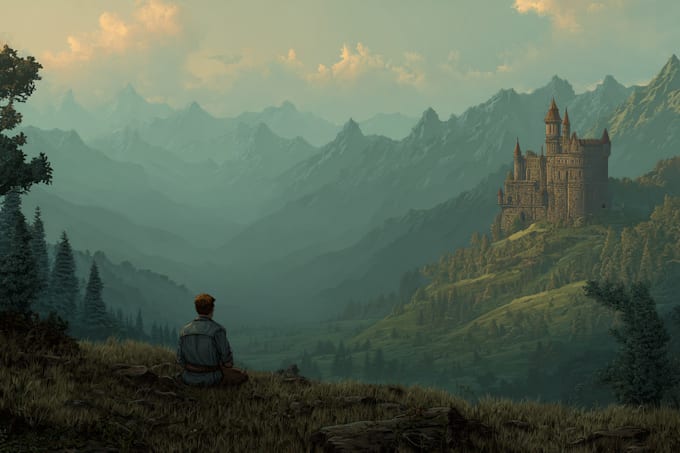 draw realistic oil paintings, landscape, digital art