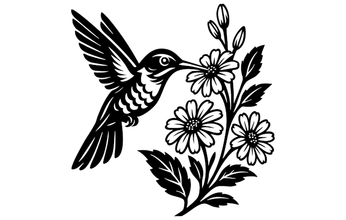 design eye catchy minimal hummingbird, flower logo with unlimited revisions