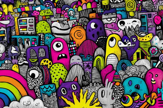 create colorful doodle art illustration
