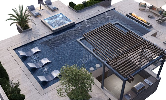 beatify plantation house,vegetation garden,3d rendering,rooftop lounge,3d layout