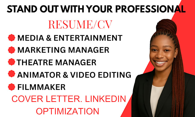 Write ats optimized media resume creative cv linkedin profile by Chloe ...