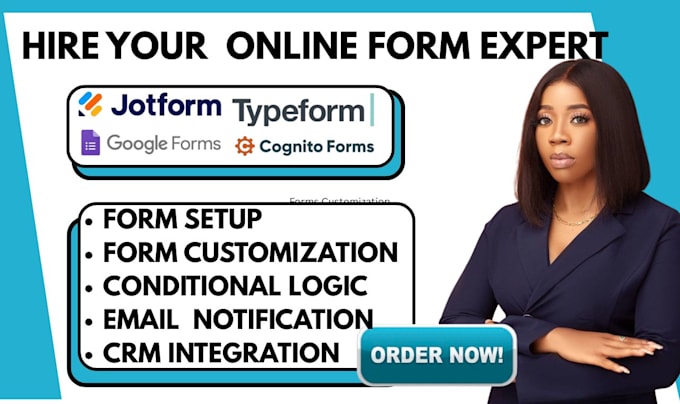 design custom jotform, typeform, google  form, and cognito form, with automation