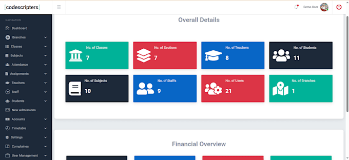 develop online complete school management system