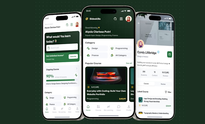design modern mobile app UI UX design app screen UI design app wireframe design