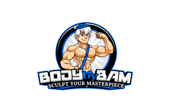 design powerful lifting weights or flexing logo