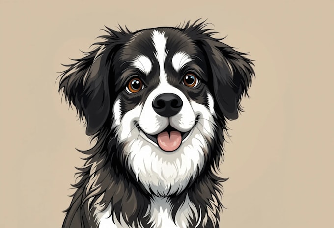 draw illustration your pets, dog, to cartoon vector potrait
