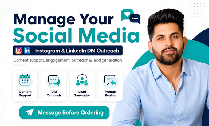 manage your social media and do instagram or linkedin dm outreach