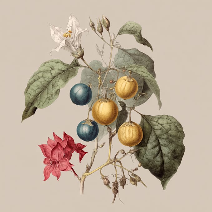 make a beautiful vintage botanical illustration poster