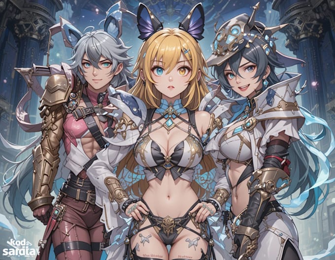 draw anime and game style characters art