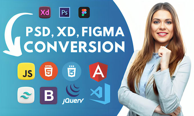 convert figma psd, xd to html, bootstrap 5, tailwind css