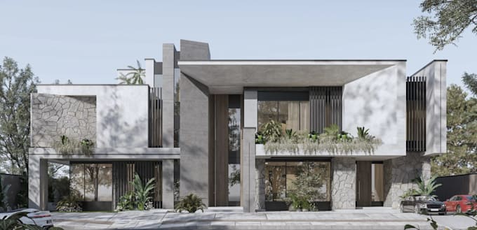 revamp 3d exterior apartment, cgi building rendering, exterior facade, 2d layout