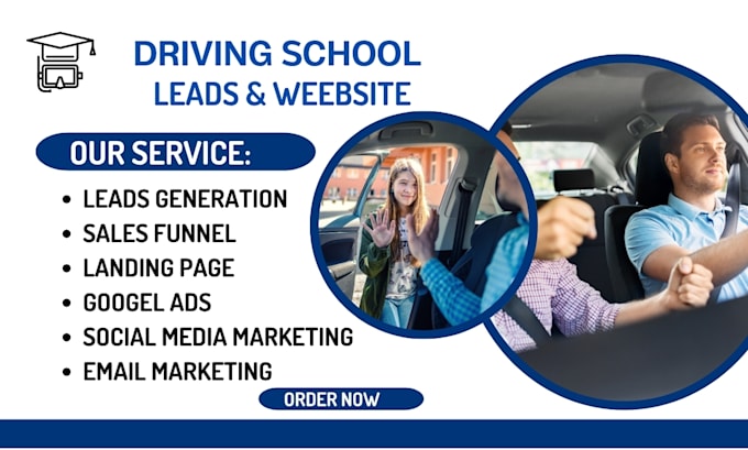design driving school website instructor website school website landing page smm