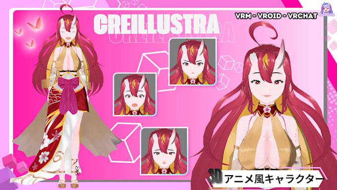 design and rigging 3d vtuber character modeling for vroid vrchat vrm in blender