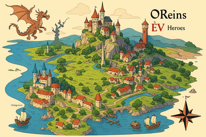 map illustration rv park fantasy map design map maker city map fantasy map maker