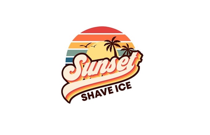 design unique sunset shave ice logo