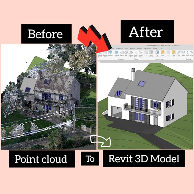 convert point cloud scan to revit bim model and 2d cad drawings