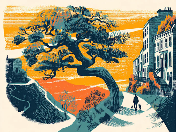 create artistic linocut illustration
