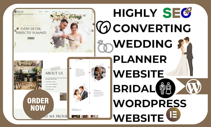 design wedding planner website, wedding planner and invite bridal website