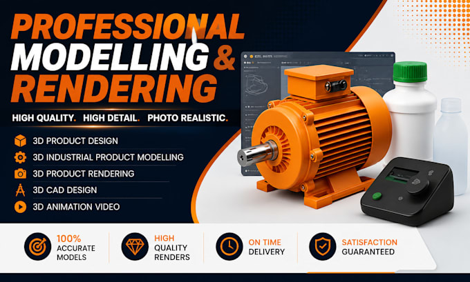 create 3d cad design, industrial product design and 3d product rendering