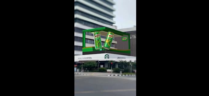 create 3d billboard animation, cgi anamorphic  3d cgi for trade show