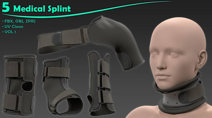 create biomedical implant, splint, medical bone support,medical device animation