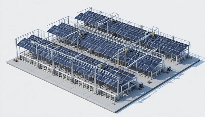 create solar and steel structure design, sheet metal and boq