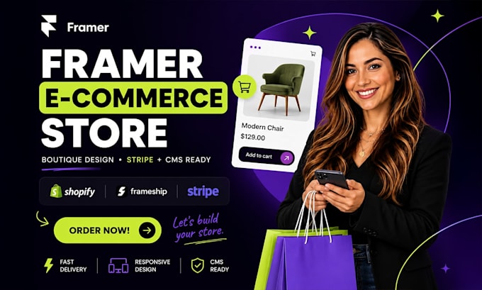design a framer ecommerce store that sells with shopify