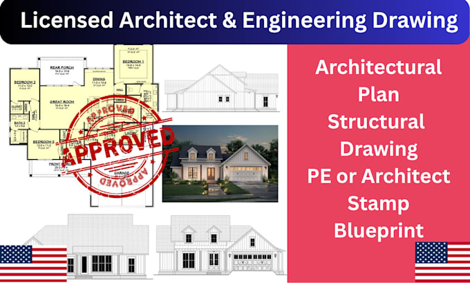 Review draw and stamp architectural floor plan mep plan for sc il ca ...