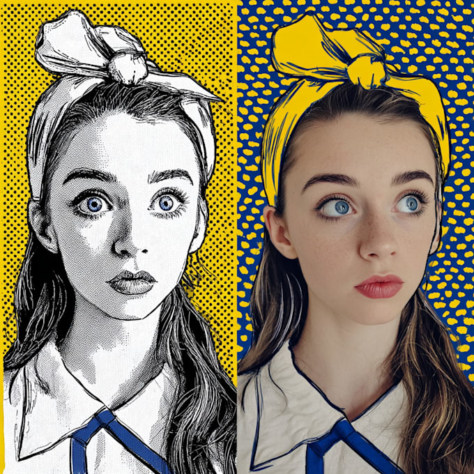 draw pop art portrait in roy lichtenstein style