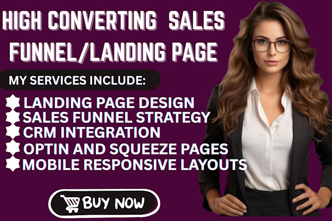 design converting landing page or sales funnel on leadpages, clickfunnel, kajabi