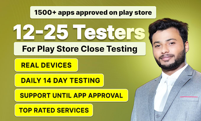 provide 12 testers for close testing on google play for 14 days 12 app tester