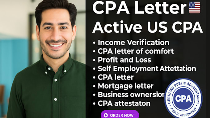 write verified CPA letter, income letter, expense ratio letter, mortgage letter