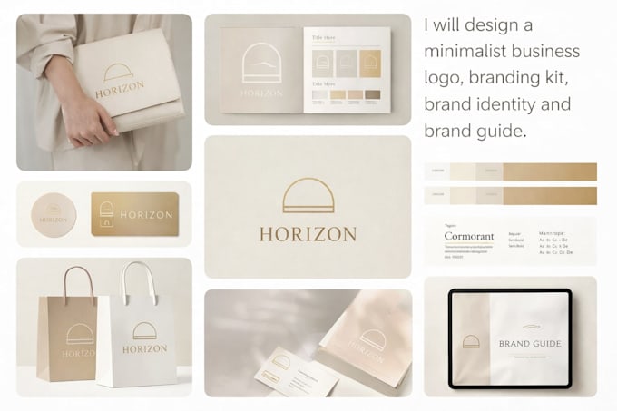 design a minimalist logo, brand identity kit and visual branding