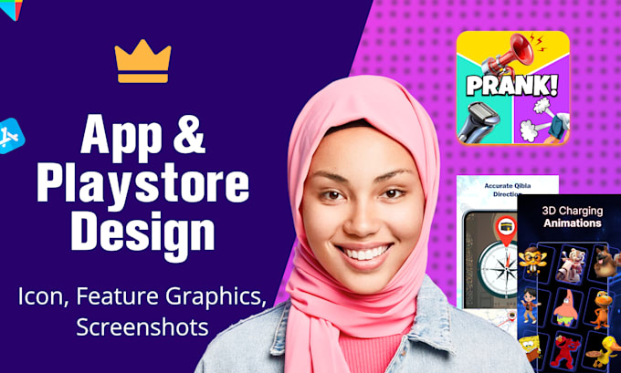 do app icon, screenshots and graphics for app, play stores