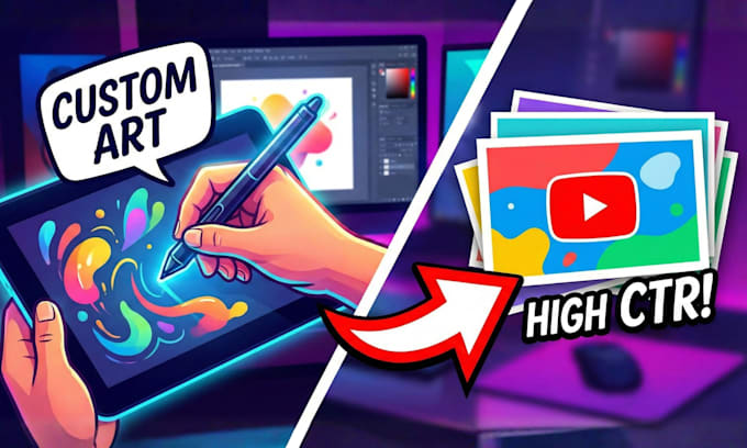 design custom art and high CTR youtube thumbnails