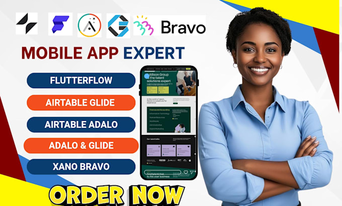 develop mobile app with flutterflow airtable adalo glide softr appsheet kintone